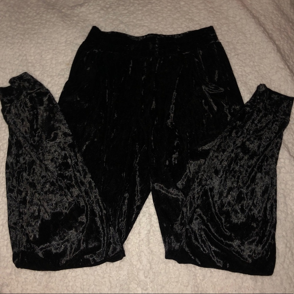 black velvet joggers